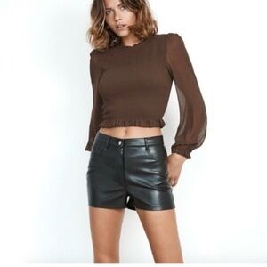 Aritzia Wilfred Melina Faux Leather Black Shorts Size 2